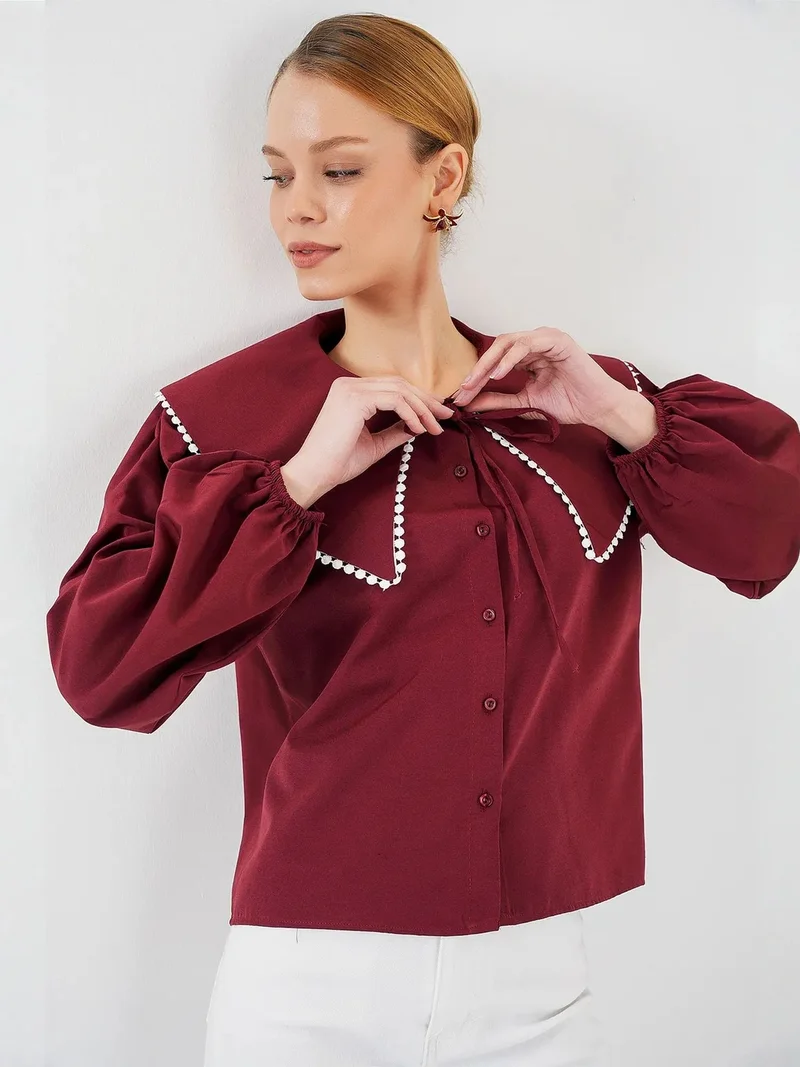 BIG DART BDART Poplin Baby Collar Shirt with Bow